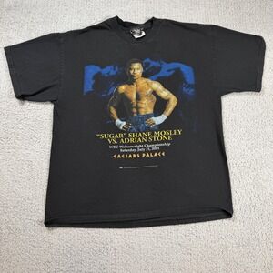 Vintage 2001 Shane Mosley vs Adrian Stone Caesars Palace Boxing Shirt Black XL